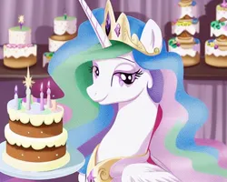 Size: 2560x2048 | Tagged: safe, derpibooru import, editor:felisamafeles, machine learning generated, stable diffusion, princess celestia, alicorn, pony, cake, cakelestia, female, food, image, lithograph, png, solo, traditional art, wings