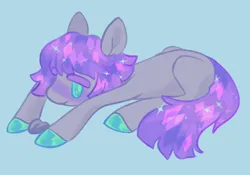 Size: 1280x898 | Tagged: safe, artist:webkinzworldz, derpibooru import, maud pie, earth pony, pony, blue background, boulder (g4), februpony, image, light blue background, png, rock, simple background, solo, sparkly mane