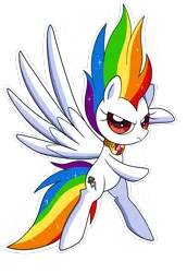 Size: 3093x4500 | Tagged: safe, artist:domesticmaid, derpibooru import, rainbow dash, pegasus, pony, commission, commissioner:lux-klonoa, element of loyalty, fanon, female, image, mare, png, simple background, solo, spread wings, super rainbow dash, transparent background, wings