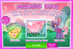 Size: 1962x1299 | Tagged: safe, derpibooru import, official, bright bridle, pony, unicorn, advertisement, bag, costs real money, ear piercing, earring, english, female, gameloft, horn, image, jewelry, jpeg, mare, mobile game, my little pony: magic princess, necklace, numbers, path, piercing, sale, solo, solo focus, text