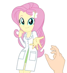 Size: 1784x1930 | Tagged: safe, artist:yaya54320bases, part of a set, fluttershy, base used, clothes, fluttershy (eg), fluttershy (eqg), image, lab coat, offering hand, png, scientist, take my hand