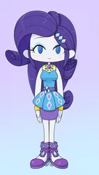 Size: 1143x2018 | Tagged: safe, artist:batipin, derpibooru import, rarity, equestria girls, chibi, gradient background, image, looking at you, no nose, no pupils, png, simple background