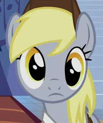 Size: 901x1080 | Tagged: safe, derpibooru import, screencap, derpy hooves, pegasus, pony, season 6, to where and back again, confused, cropped, female, image, looking at you, mailmare, mare, mare stare, png, reaction image, skeptical, solo