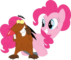 Size: 3534x2960 | Tagged: safe, artist:porygon2z, derpibooru import, pinkie pie, angry beavers, crossover, daggett doofus beaver, image, png