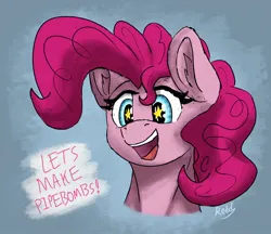 Size: 1554x1344 | Tagged: safe, artist:reddthebat, derpibooru import, pinkie pie, earth pony, pony, bust, ear fluff, female, image, jpeg, mare, open mouth, open smile, smiling, solo, starry eyes, talking to viewer, wingding eyes