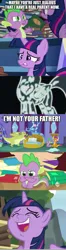Size: 488x1844 | Tagged: safe, derpibooru import, edit, edited screencap, screencap, spike, twilight sparkle, twilight sparkle (alicorn), alicorn, dragon, pony, dragon quest, father knows beast, comic, crying, female, image, png, sludge (g4)