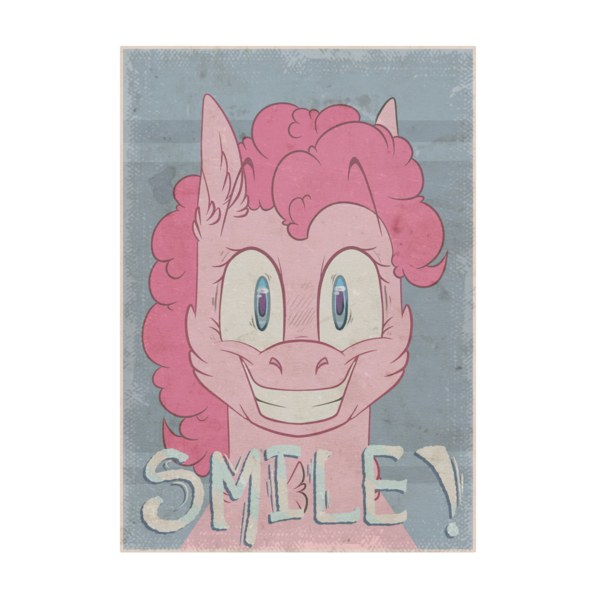 Size: 2300x2300 | Tagged: safe, artist:molars, derpibooru import, pinkie pie, earth pony, pony, fallout equestria, apoc, image, insanity, looking at you, ministry mares, ministry of morale, pink fur, png, solo, teeth, watching
