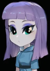 Size: 448x640 | Tagged: safe, artist:luckreza8, derpibooru import, machine learning generated, maud pie, human, equestria girls, :i, anime, black background, female, image, pinegraph, png, simple background, solo