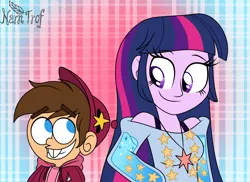 Size: 1049x762 | Tagged: safe, artist:narm-trof, derpibooru import, twilight sparkle, human, equestria girls, equestria girls (movie), crossover, duo, duo male and female, female, g4, image, jpeg, male, tara strong, the fairly oddparents, timmy turner, voice actor joke