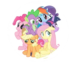 Size: 977x818 | Tagged: safe, artist:rebelsuperstar, derpibooru import, applejack, fluttershy, pinkie pie, rainbow dash, rarity, spike, twilight sparkle, bubble, female, g4, image, in bubble, in the bubble, male, mane six, png, simple background, starry eyes, transparent background, trapped, wingding eyes