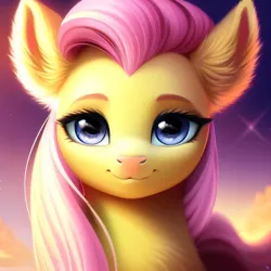 Size: 2048x2048 | Tagged: safe, artist:avalaz6214, derpibooru import, machine learning generated, purplesmart.ai, stable diffusion, fluttershy, pony, beautiful, bust, cute, derpibooru exclusive, female, image, looking at you, png, portrait, shyabetes, smiling, solo