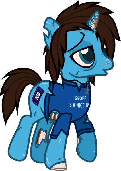 Size: 898x1268 | Tagged: safe, artist:lightningbolt, derpibooru import, ponified, pony, undead, unicorn, zombie, zombie pony, .svg available, bags under eyes, blood, bloodshot eyes, bone, clothes, colored pupils, derpibooru exclusive, geoff wigington, horn, horn bone, image, jewelry, lidded eyes, male, necklace, nose piercing, open mouth, piercing, png, scar, shirt, simple background, solo, stallion, stitches, t-shirt, torn clothes, torn ear, transparent background, vector, walking, waterparks
