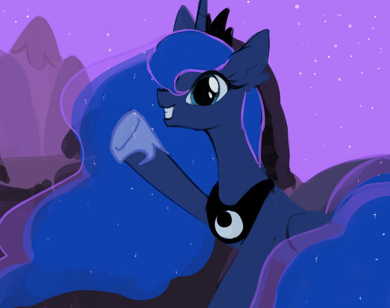 Size: 1280x1012 | Tagged: safe, artist:astralblues, derpibooru import, princess luna, pony, luna eclipsed, colored sketch, huzzah, image, jpeg, scene interpretation, solo