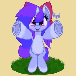 Size: 5000x5000 | Tagged: safe, artist:silvaqular, derpibooru import, oc, oc:qular, unofficial characters only, blurple, bow, chest fluff, cuddly, fluffy, gradient hooves, gradient mane, hug, image, offering, png, smiling, solo