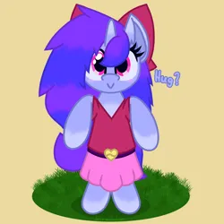 Size: 5000x5000 | Tagged: safe, artist:silvaqular, derpibooru import, oc, oc:qular, unofficial characters only, belt, belt buckle, blurple, bow, chest fluff, clothes, cuddly, fluffy, gradient hooves, gradient mane, hug, image, offering, png, shirt, skirt, smiling, solo