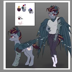 Size: 5000x5000 | Tagged: safe, artist:shade stride, derpibooru import, oc, oc:quicksilver, unofficial characters only, anthro, cyborg, cyborg pony, pegasus, pony, amputee, image, multiple variants, pegasus oc, png, prosthetic arm, prosthetic leg, prosthetic limb, prosthetics, reference, reference sheet, solo, wings
