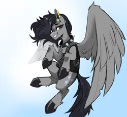 Size: 3000x2771 | Tagged: safe, artist:buvanybu, derpibooru import, oc, oc:riot wind, pegasus, chaos star, clothes, collar, ear piercing, earring, female, flying, grenade, image, jewelry, pegasus oc, piercing, png, solo, solo female, vest, wings