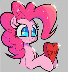 Size: 1483x1558 | Tagged: safe, artist:ponconcarnal, derpibooru import, pinkie pie, earth pony, pony, bust, female, image, mare, png, simple background, smiling, solo, sparkles, stars