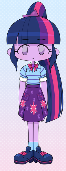 Size: 767x1976 | Tagged: safe, alternate version, artist:batipin, derpibooru import, sci-twi, twilight sparkle, equestria girls, chibi, gradient background, image, missing accessory, no glasses, no nose, png, simple background