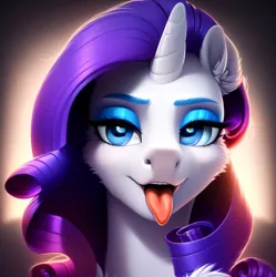 Size: 2985x2999 | Tagged: suggestive, derpibooru import, machine learning generated, purplesmart.ai, stable diffusion, rarity, pony, beautiful, beautisexy, bedroom eyes, chest fluff, ear fluff, female, flirting, fluffy, image, imminent blowjob, imminent licking, imminent oral, imminent sex, lidded eyes, long tongue, looking at you, mare, oral invitation, png, seductive, seductive look, sexy, solo, solo female, tongue out