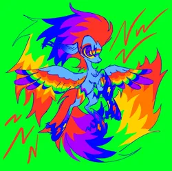 Size: 1280x1277 | Tagged: safe, artist:webkinzworldz, derpibooru import, rainbow dash, pegasus, pony, colored wings, green background, image, multicolored wings, png, rainbow power, rainbow wings, simple background, solo, wings