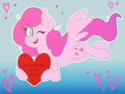 Size: 4800x3600 | Tagged: safe, artist:marshmarlowe, derpibooru import, heart throb, pegasus, pony, female, g1, g1 to g4, g4, generation leap, gradient background, heart, holiday, image, mare, png, valentine's day