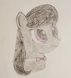 Size: 2766x3044 | Tagged: safe, artist:ceffyl-dŵr, derpibooru import, octavia melody, earth pony, pony, bowtie, colored pencil drawing, crayon drawing, image, jpeg, solo, traditional art
