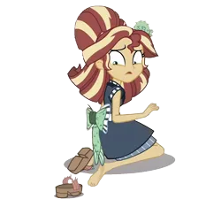 Size: 1200x1079 | Tagged: safe, derpibooru import, sunset shimmer, equestria girls, bacon, barefoot, barefoot sandals, broken, clothes, cute, feet, female, fetish, food, foot fetish, image, lost, meat, png, sandals, shoes, shorts, socks, solo, solo female, sunset
