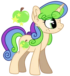 Size: 1280x1390 | Tagged: safe, artist:maximumpiracy, derpibooru import, oc, oc:apple star, unofficial characters only, pony, unicorn, female, horn, image, magical lesbian spawn, mare, offspring, parent:apple brown betty, parent:holly dash, png, quadrupedal, simple background, solo, transparent background, unicorn oc