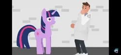 Size: 1600x720 | Tagged: safe, artist:scp explained - story & animation, derpibooru import, twilight sparkle, human, unicorn, brony, door, duo, female, image, jpeg, logo, male, scientist, scp, scp explained, scp foundation, spoilers for another series, toy, unicorn twilight, youtube link