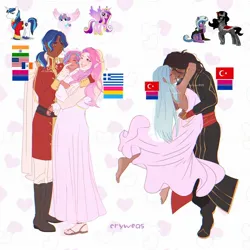 Size: 2048x2048 | Tagged: safe, alternate version, artist:cryweas, derpibooru import, idw, king sombra, princess cadance, princess flurry heart, radiant hope, shining armor, alicorn, human, pony, unicorn, alternate hairstyle, american flag, baby, baby pony, barefoot, bedroom eyes, belt, bisexual pride flag, boop, boots, bracelet, cape, clothes, coat, cute, dark skin, dress, ear piercing, earring, elf ears, eyeshadow, father and child, father and daughter, feet, female, filly, flag, foal, freckles, gloves, grin, hopebra, hug, humanized, image, indian, jewelry, jpeg, lipstick, looking at each other, looking at someone, makeup, male, mare, mother and child, mother and daughter, necklace, one eye closed, pansexual, pansexual pride flag, pants, piercing, ponytail, pride, pride flag, sandals, shiningcadance, shipping, shirt, shoes, simple background, smiling, soles, stallion, straight, suit, turkey (country), white background, wink