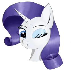 Size: 1754x1728 | Tagged: safe, artist:raritymylove, derpibooru import, rarity, unicorn, bust, cute, derpibooru exclusive, image, looking at you, one eye closed, png, portrait, simple background, smiling, smiling at you, solo, transparent background, wink, winking at you