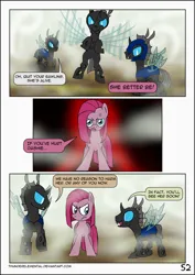 Size: 1600x2255 | Tagged: safe, artist:thunderelemental, derpibooru import, pinkie pie, changeling, pony, comic:swarm rising, angry, comic, image, pinkamena diane pie, png, speech bubble