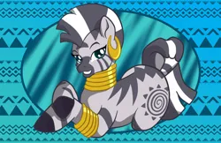 Size: 1024x663 | Tagged: safe, artist:nytewell, derpibooru import, zecora, pony, zebra, female, grin, image, jpeg, looking at you, mare, smiling, solo