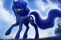 Size: 1920x1280 | Tagged: safe, derpibooru import, editor:dovakkins, machine learning generated, stable diffusion, princess luna, alicorn, pony, :3, blue sky, bush, cloud, concave belly, cute, derpibooru exclusive, ethereal mane, ethereal tail, female, folded wings, galaxy mane, grass, image, looking at you, missing accessory, png, raised hoof, slim, smiling, smiling at you, solo, tail, thin, wavy mane, wings