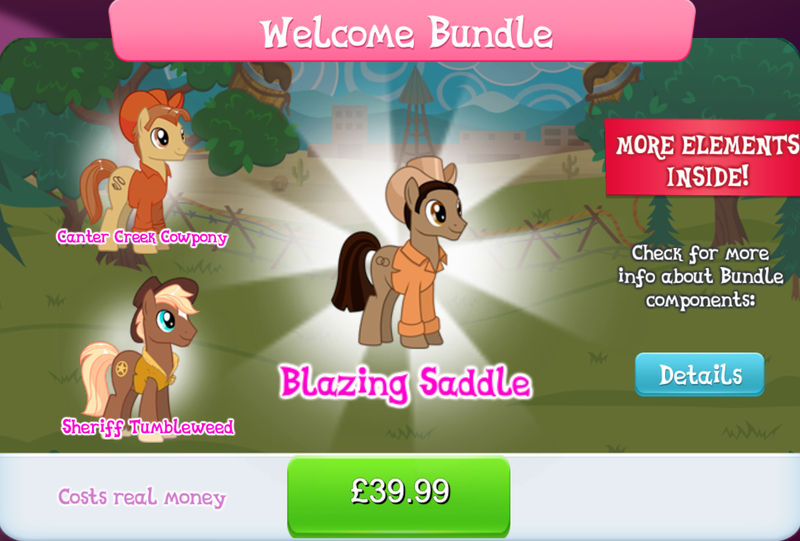 Size: 1268x858 | Tagged: safe, derpibooru import, idw, official, blazing saddle, sheriff tumbleweed, unnamed character, unnamed pony, earth pony, pony, bundle, clothes, collection, costs real money, cowboy hat, english, gameloft, group, hat, idw showified, image, jpeg, mobile game, my little pony: magic princess, numbers, text, vest