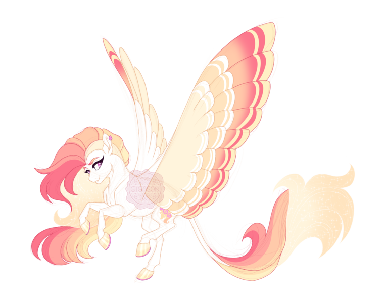 Size: 5100x4003 | Tagged: safe, artist:gigason, derpibooru import, oc, oc:soft glow, pegasus, pony, colored wings, female, image, magical lesbian spawn, mare, multicolored wings, offspring, parent:princess celestia, parent:sunset shimmer, parents:sunsestia, png, quadrupedal, simple background, solo, transparent background, wings