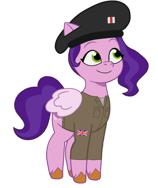 Size: 1293x1536 | Tagged: safe, artist:edy_january, derpibooru import, edit, vector edit, pipp petals, pegasus, pony, my little pony: tell your tale, allies, barrette, base used, british, clothes, commander, g5, girls und panzer, hat, image, infantry, leader, military, military pony, military uniform, png, simple background, soldier, soldier pony, solo, transparent background, uniform, union jack, united kingdom, vector, world war ii