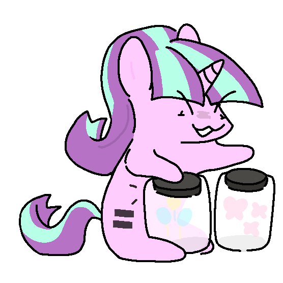 Size: 556x556 | Tagged: safe, artist:guwauu, derpibooru import, starlight glimmer, pony, unicorn, animated, bongos, equal cutie mark, equalized, gif, image, implied fluttershy, implied pinkie pie, jar, s5 starlight, simple background, solo, transparent background
