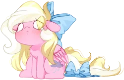 Size: 1601x1037 | Tagged: safe, artist:loyaldis, derpibooru import, oc, oc:bay breeze, unofficial characters only, pegasus, pony, blushing, bow, chibi, cute, female, hair bow, image, mare, pegasus oc, png, sad, simple background, tail, tail bow, transparent background, wings