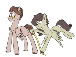 Size: 1200x900 | Tagged: safe, artist:fuckomcfuck, derpibooru import, oc, oc:october flight, oc:paper fashion, pegasus, pony, flying, freckles, glasses, hair tie, half siblings, image, measuring tape, parent:oc:doodles, parent:rarity, parent:svengallop, parents:canon x oc, png, simple background, transparent background