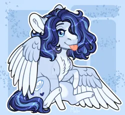 Size: 1280x1180 | Tagged: safe, artist:malinraf1615, derpibooru import, oc, oc:azure, pegasus, pony, chibi, colored wings, female, image, jpeg, mare, solo, tongue out, two toned wings, wings