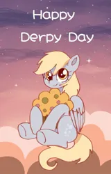 Size: 542x845 | Tagged: safe, artist:jaanhavi, derpibooru import, derpy hooves, pegasus, pony, derpy day, female, food, giant muffin, image, jpeg, muffin, solo