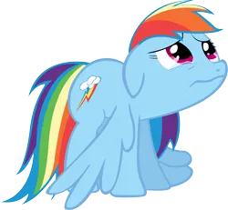 Size: 5473x5063 | Tagged: episode needed, safe, artist:tattooclown, derpibooru import, rainbow dash, pegasus, pony, floppy ears, image, png, sad, simple background, solo, teary eyes, transparent background, vector, wavy mouth, wings, wings down