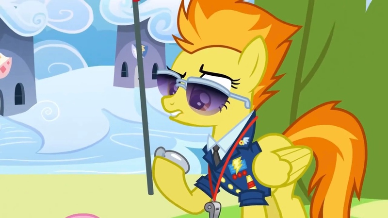 Size: 2160x1213 | Tagged: safe, derpibooru import, screencap, spitfire, pegasus, pony, wonderbolts academy, clothes, drill sergeant, female, image, jpeg, mare, necktie, solo, spitfire's whistle, stopwatch, suit, uniform, whistle, whistle necklace, wonderbolts dress uniform