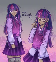Size: 1800x2000 | Tagged: safe, artist:darin33, derpibooru import, twilight sparkle, human, book, clothes, female, freckles, glasses, humanized, image, png, skirt, solo, tan skin, zettai ryouiki