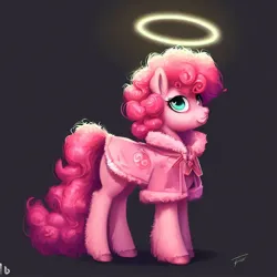 Size: 1024x1024 | Tagged: safe, derpibooru import, machine learning generated, pinkie pie, halo, image, jpeg, prompter:pizza split, religion, saint