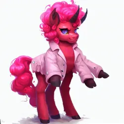 Size: 1024x1024 | Tagged: safe, derpibooru import, machine learning generated, pinkie pie, anthro, demon, demon pony, original species, horn, image, jpeg, multiple legs, prompter:pizza split, religion