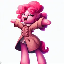 Size: 1024x1024 | Tagged: safe, derpibooru import, machine learning generated, pinkie pie, anthro, happy, image, jpeg, prompter:pizza split