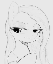 Size: 716x863 | Tagged: safe, artist:tre, derpibooru import, pinkie pie, earth pony, pony, angry, bust, female, frown, image, jpeg, looking away, looking down, mare, monochrome, pinkamena diane pie, raised hoof, sad, sketch, solo, solo female